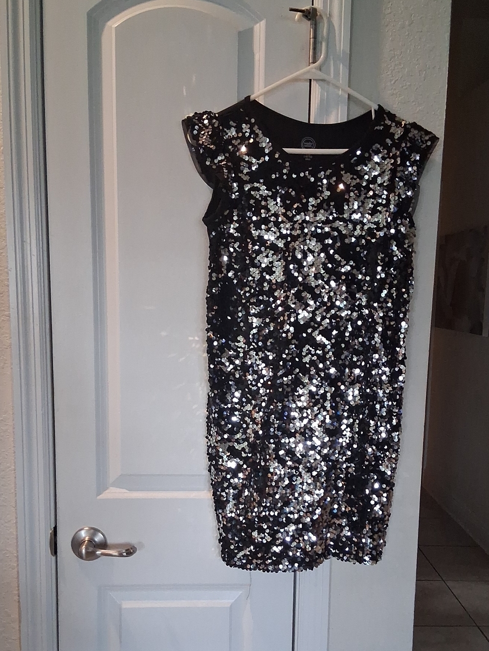 wonder nation Black and Silver Sequin Girls' Formal Dress